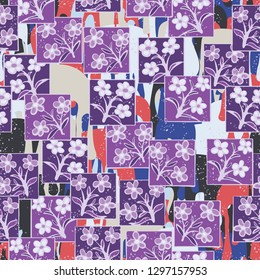 Seamless pattern made up of inflorescences drawn in squares.
Background made up of paint drips. Easy to edit.