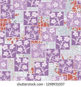 Seamless pattern made up of inflorescences inscribed into squares.
Background consisting of large blots closed grille. Editable.