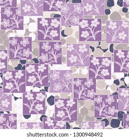 Seamless pattern made up of inflorescences inscribed into squares.
The background consists of quadrangular lumps. Editable.