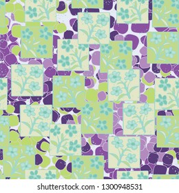 Seamless pattern made up of inflorescences inscribed into squares.
The background consists of quadrangular lumps. Editable.