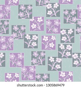 Seamless pattern made up of inflorescences inscribed into squares.