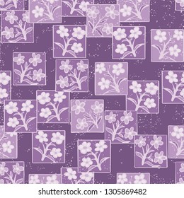 Seamless pattern made up of inflorescences inscribed into squares.