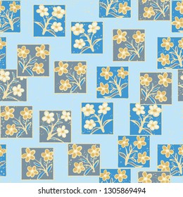 Seamless pattern made up of inflorescences inscribed into squares.
