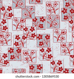 Seamless pattern made up of inflorescences inscribed into squares.