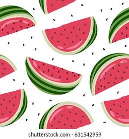 Seamless pattern made of juicy pieces of watermelon