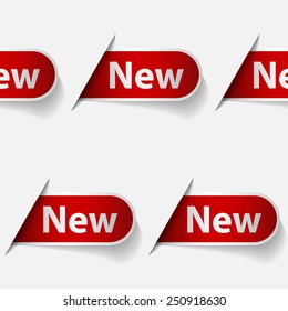 Seamless pattern made from labels with word new