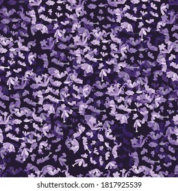 Seamless Pattern Made of Lavander Flower Petals Arranged in Circles and Placed in Layers making an Illusion of Depth. Abstract Floral Seamless Pattern Made in Blue Shades.