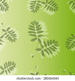Seamless pattern made of leaves on a green background