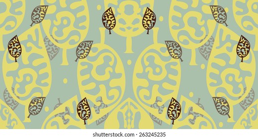 Seamless pattern made of leaves, vector. 