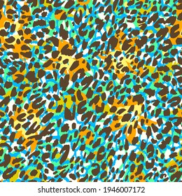 Seamless pattern made of leopard spots skin texture. African animal fur background. Spotted ornament. Vintage style. Good for wrapping, banner, fashion, textile and fabric.