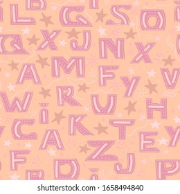 seamless pattern made up of letters of the English alphabet. children's pattern for decorating fabric and Wallpaper.