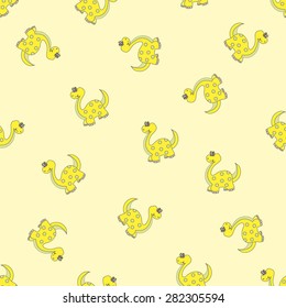 Seamless pattern made of little funny Dinos