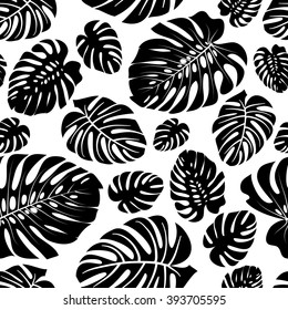 Seamless pattern made from the Monstera leaves