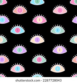 Seamless pattern made up of multi-colored stylized eyes