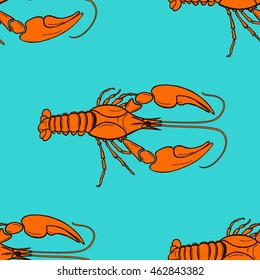 seamless pattern made from orange cancer on blue background