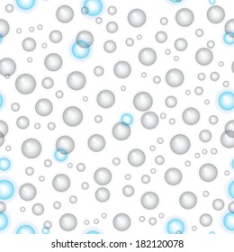 the seamless pattern made out of silver and blue glossy bubbles / the bubble background / bubbles