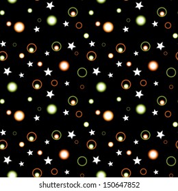 The seamless pattern made out of various color glossy circles / The circle lights abstraction / The night abstraction