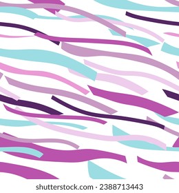 seamless pattern is made up of purple lines, in the style of playful brushstrokes, colorful geometrics, reef wave, white background.