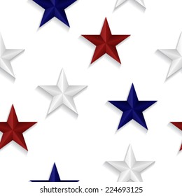 Seamless pattern made from red, blue and white stars