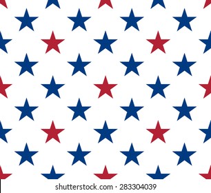 Seamless pattern made from red and blue five pointed stars