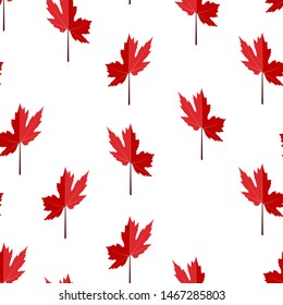 Seamless pattern made of red maple leaves, symbol of Canada