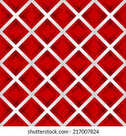 Seamless pattern made from red squares and white crosses