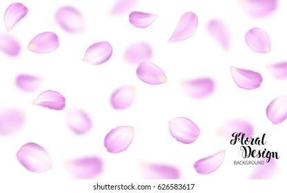 Seamless pattern made of rose petals scattered on white background. Gradient mesh vector. Sakura or rose tender. Effect Realistic Design Elements. Illustration.