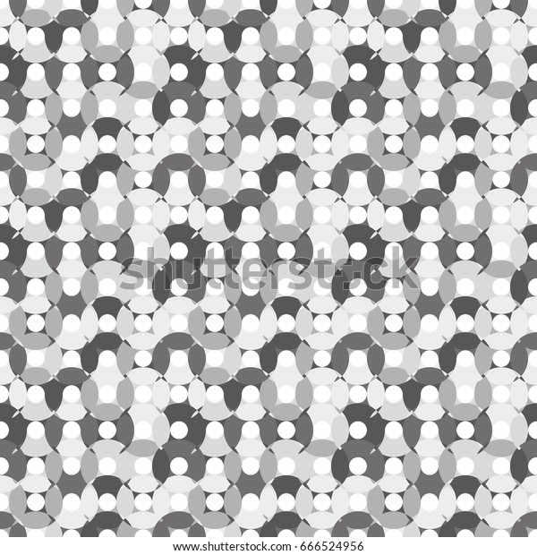 Seamless pattern made of round shapes in\
different shades of grey - monochrome with white centers, oval and\
round shapes,overlay CD\
illusion