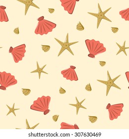 Seamless pattern made from seafood illustration, can be used for textile, cards, invitation...
