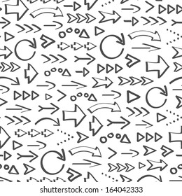 Seamless pattern made of sketch hand drawn arrows