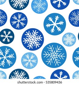Seamless pattern made from snowflakes in circles