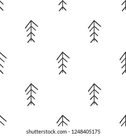 Seamless pattern made in vector. Seamless background. Botanical black and white bg with branches and trees.
