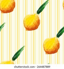 Seamless pattern made of watercolor onion. Vector.