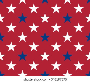 Seamless pattern made from white and red stars