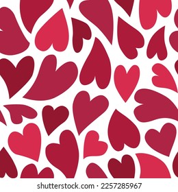 Seamless pattern with magenta hearts in flat style. Valentine's day concept. Vector illustration