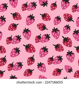 Patrón sin foco con fresas magenta de estilo plano
