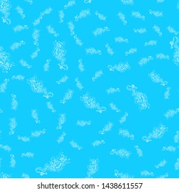 Seamless pattern of magic genies lamp isolated on blue background. Set of seamless floral elements. Magic oil lamp line and solid icon, outline and filled vector sign. Hand drawn pattern.
