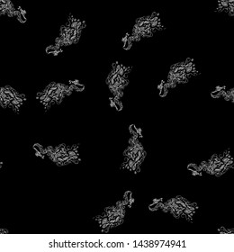 Seamless pattern of magic genies lamp isolated on black background. Set of seamless floral elements. Magic oil lamp line and solid icon, outline and filled vector sign. Hand drawn pattern. Outline.