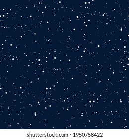 Seamless pattern with magic night sky map. Gold planets in orbits around the sun among stars and constellations on a dark blue background. Retro style texture for wrapping paper, fabric and textile.