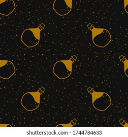 Seamless pattern with magic potion bottles. Vector illustration