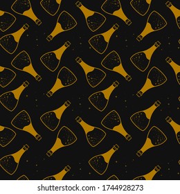 Seamless pattern with magic potion bottles. Vector illustration