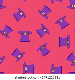 seamless pattern magic purple portal hat