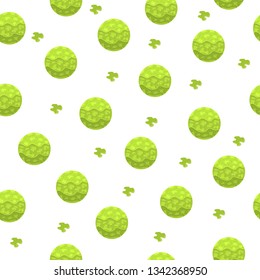 Seamless Pattern with Magic Spheres. Green Abstract Ball. Paper Effect. Vector illustration for Design, Wrapping Paper, Fabric.