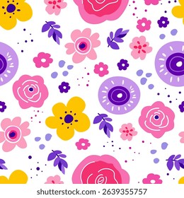 Seamless pattern with magical flowers. Creative abstract texture for fabrics, packaging, textiles, wallpapers, clothes. Seamless background with decorative abstract flowers for design.