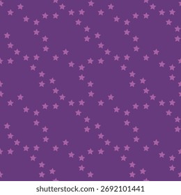 Seamless pattern with magical purple stars on violet backgound. Vector image.
