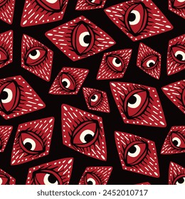 seamless pattern with magical red eyes