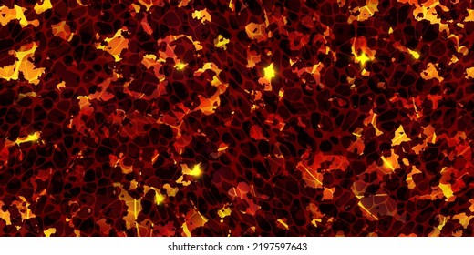 Seamless pattern of magma surface top view. Volcanic lava with cracked ground texture. Hot Broken crust with liquid flame. Abstract vector background. Molten stones. Volcano eruption wallpaper