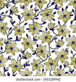 Seamless pattern with Magnolia flower on a textured background. Handmade. Vector. Print for bed linens, fabric, textiles, wallpaper, greeting cards, wrapping paper,gift box