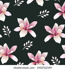 Seamless pattern with magnolia flowers