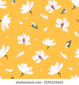 Seamless pattern with Magnolia flowers. Botanical trendy design for print, fabric, wallpaper or wrapping paper. 